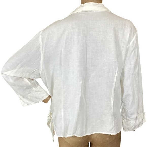 J. Jill Linen Blend Surplice Wrap Top Plus Sz 20 Ivory/Off-White 309C - Picture 5 of 7